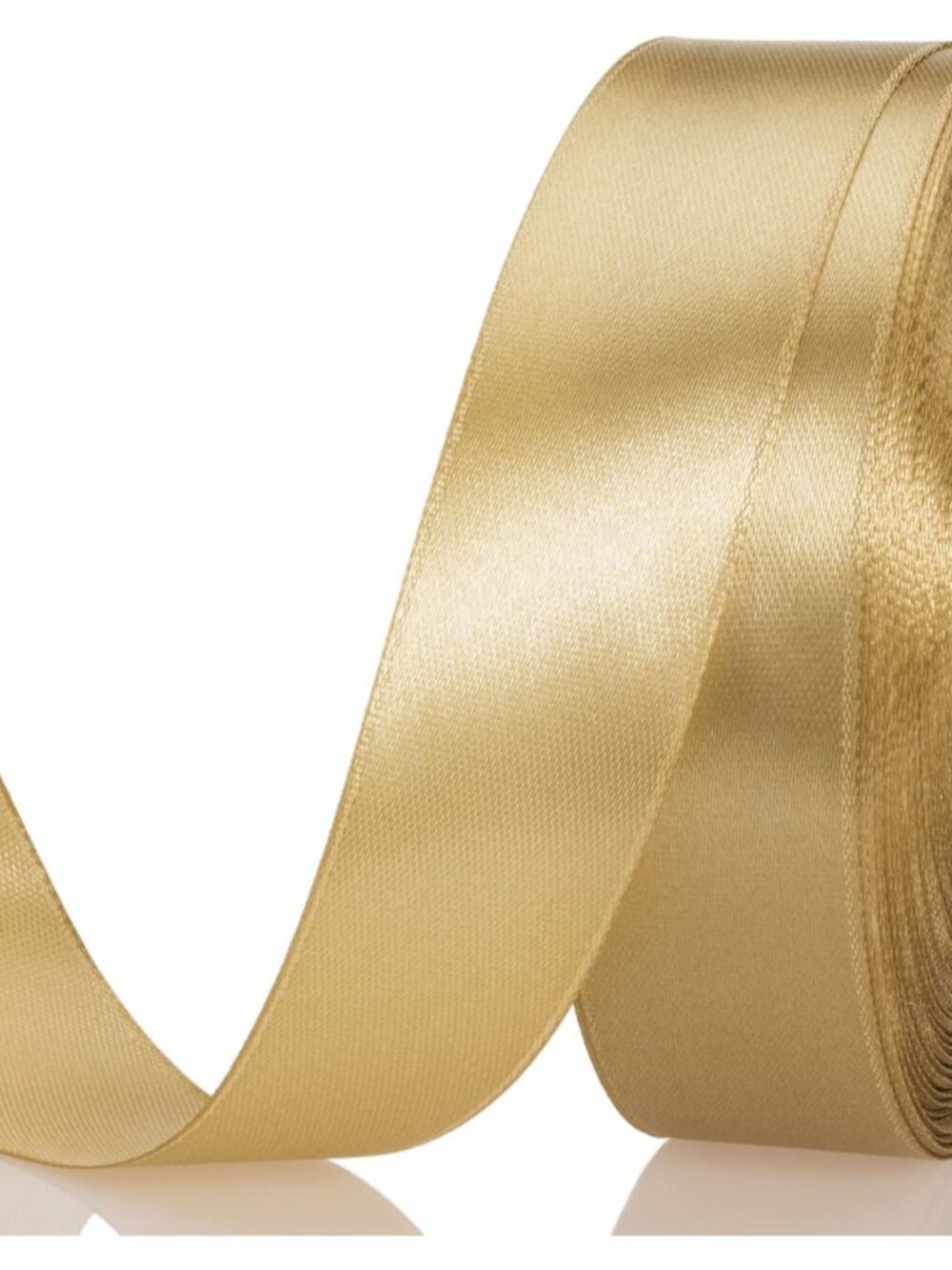 1 Inch Champaign Gold Solid Satin Ribbon for Gift Wrapping, 50 Yards